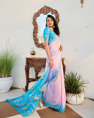 Taal Pichwai Flat Silk Saree | Floral Print Saree