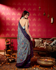 Floral Fiesta  Chanderi Satin Saree