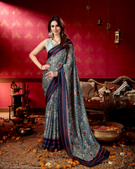 Floral Fiesta  Chanderi Satin Saree