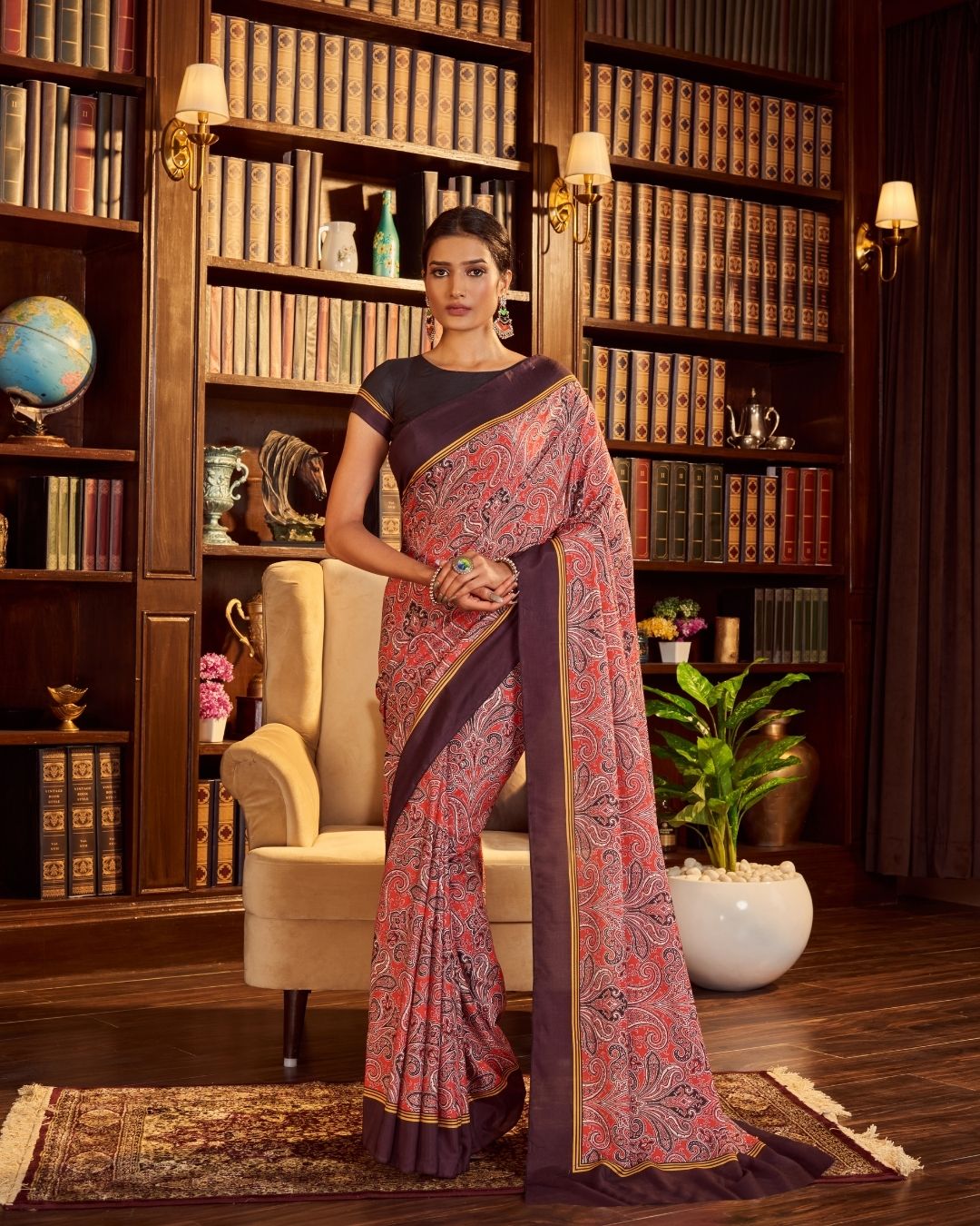 Manjistha Satin Georgette Saree | Designer Saree