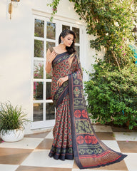 Raabta Ajrakh Chanderi Satin Saree