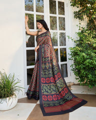 Raabta Ajrakh Chanderi Satin Saree