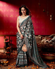 Honeycomb Orchid Tussar Cotton Printed Saree